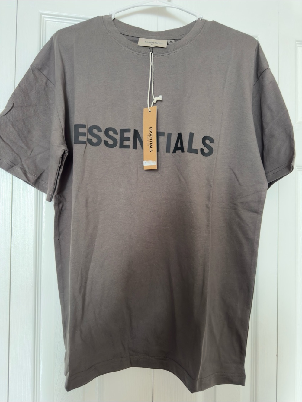 ESSENTIALS Short-Sleeve Logo Tee in Taupe